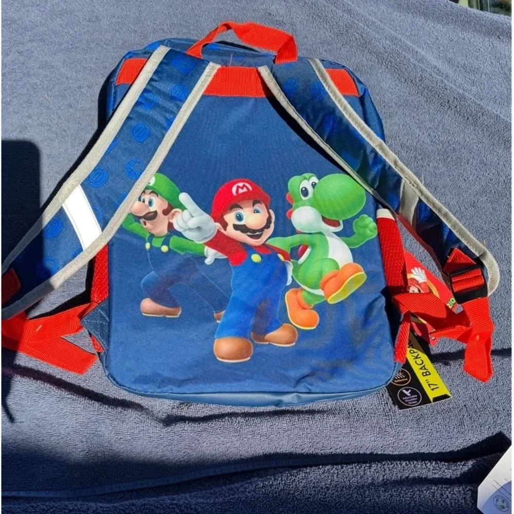 Nintendo Super Mario 17 Inch Backpack Mario Luigi Yoshi Padded Laptop Sleeve NWT
